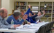 Democratic congressional hopeful Jonathan Fulford speaks to county committee